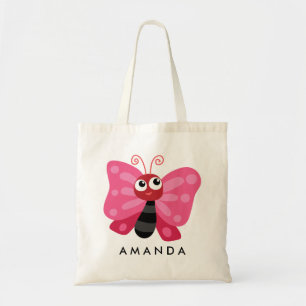 Bolso De Tela La mariposa rosa pequeña cutta agrega tu nombre