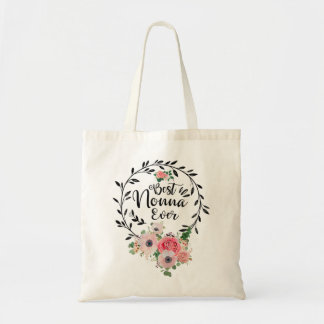 Bolso De Tela La mejor abuela con decoración floral de la histor