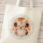 Bolso De Tela La mejor foto simple de la madre del gato del mund<br><div class="desc">Este diseño simple y clásico está compuesto por tipografía de la síspera y agrega una foto personalizado.</div>