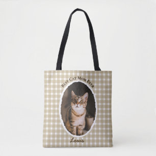 Bolso De Tela La Mejor Mamá de Gatos Personalizada Divertida Lin