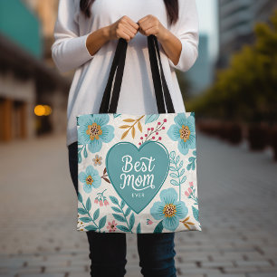 Bolso De Tela La mejor mamá de todos los corazones Floral Día de