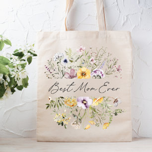 Bolso De Tela La Mejor Mamá del Mundo Flor Silvestre Colorida Dí