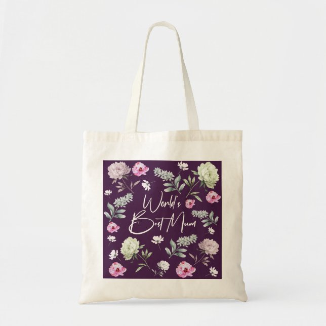 Bolso De Tela La mejor Mamá del mundo floral (Frente)