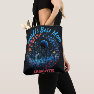Bolso De Tela La Mejor Mamá del Mundo Flores Silvestres Boho Lun