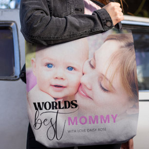 Bolso De Tela La Mejor Mamá del Mundo Foto Personalizada