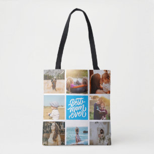 Bolso De Tela La mejor mamá jamás Collage de fotos personaliza