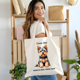 Bolso De Tela La mejor mamá yorkie del mundo con foto