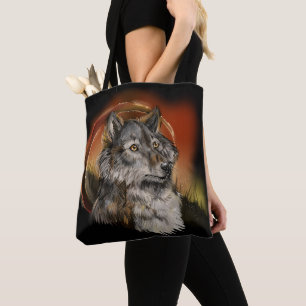 Bolso De Tela La mirada dorada y atrapar a un lobo soñador