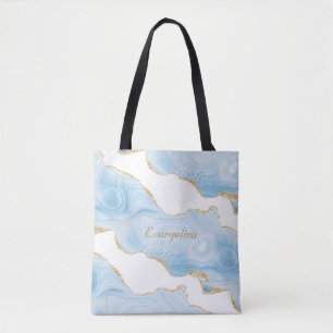 Bolso De Tela La moderna Agencia de Oro Azul Personalizada