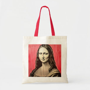Bolso De Tela La Mona Lisa en el estilo de ilusión óptica BAUHAU