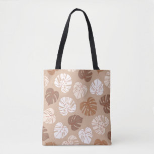 Bolso De Tela La monstera beige deja un patrón ininterrumpido. T