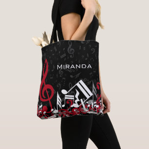Bolso De Tela La música embarullada observa gris rojo y blanco
