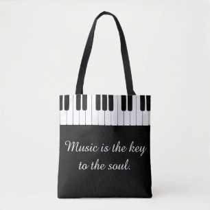 Bolso De Tela La música es la llave al tote del piano del alma