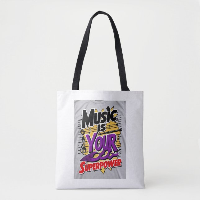 Bolso De Tela La Música Es Tu Superpoder (Anverso)