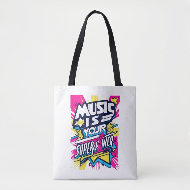 Bolso De Tela La Música es tu Superpoder (Anverso)