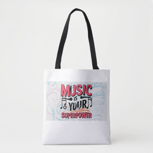 Bolso De Tela La Música Es Tu Superpoder opción 2 (Anverso)