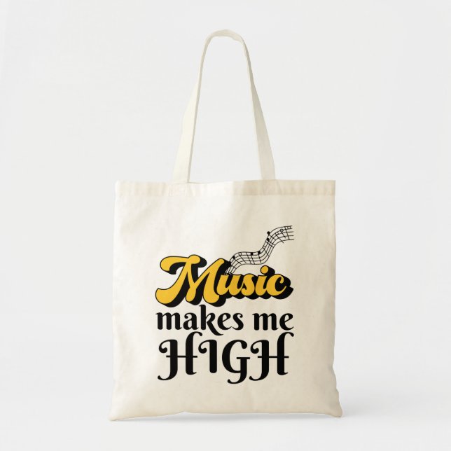 Bolso De Tela La música me hace alto (Frente)