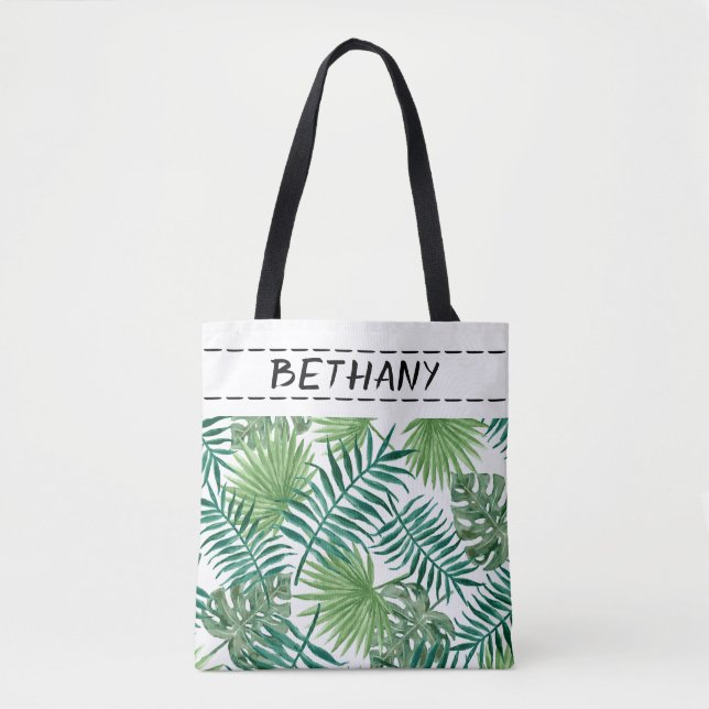 Bolso De Tela la naturaleza deja tote verde personalizado person (Anverso)