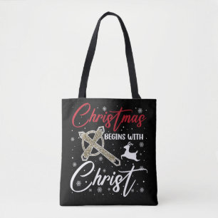 Bolso De Tela La Navidad Comienza Con Cristo Xmas Cristiano