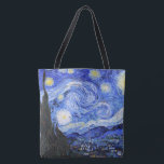 Bolso De Tela La noche estrellada de Van Gogh<br><div class="desc">Pintura del óleo del maestro holandés Vincent Van Gogh (1853-1890) Probablemente su pintura más famosa, Van Gogh pintó "La noche estrellada" en 1889 de memoria mientras estaba en un asilo en Francia donde se registró para la depresión. La escena representa la vista desde la ventana de su habitación. En la...</div>