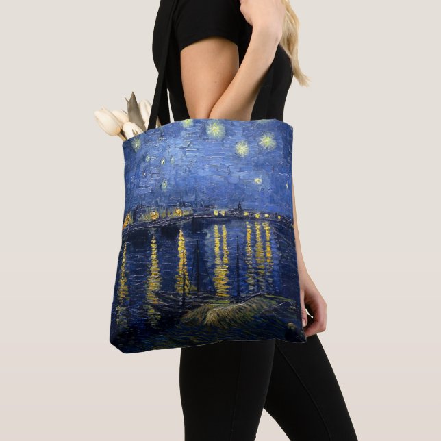 Bolso De Tela La noche estrellada de Vincent van Gogh sobre el R (Detalle)