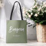 Bolso De Tela La novia Sage Green Boda Tote Bag<br><div class="desc">Campaña de vendaje de té verde verde para Boda,  fiesta nupcial,  ducha de novia,  fiesta de soltera. Vea más productos con este diseño en la colección de abajo.</div>