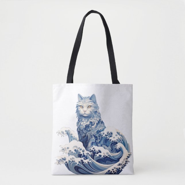Bolso De Tela La ola del gato en Kanagawa (Anverso)