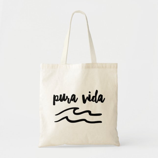 Bolso De Tela La ola Pura Vida Costa Rica Tote Bag (Frente)