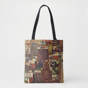 Bolso De Tela La opinión del Pájaro-Ojo de New York City de Ju