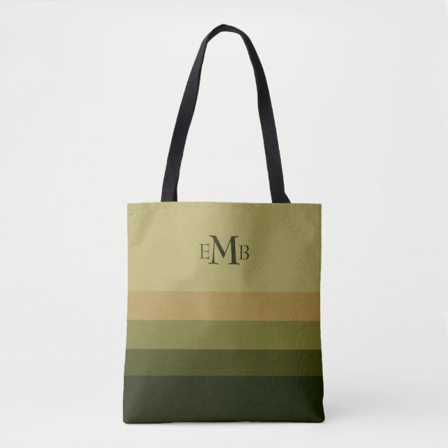 Bolso De Tela La paleta de la rama de olivo raya el monograma (Anverso)