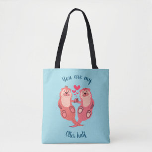 Bolso De Tela La pareja de Día de San Valentín de nutrias cort