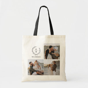 Bolso De Tela La pareja inicial monograma era moderna y elegante