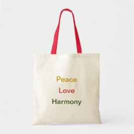 Bolso De Tela La paz amor armonía oro tono rojo verde Tote Bag