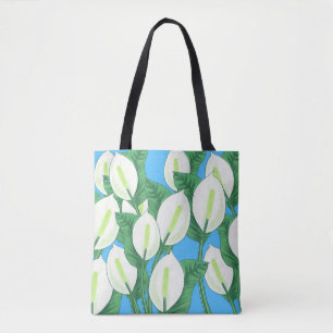 Bolso De Tela La paz blanca se esconde en un fondo azul pálido
