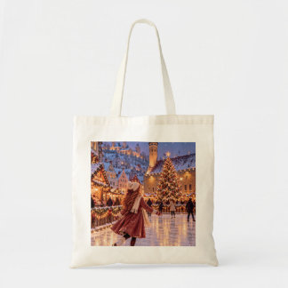 Bolso De Tela La pequeña niña viajera Tallinn Navidad Canvas