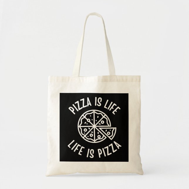 Bolso De Tela La pizza es la vida es divertida (Frente)