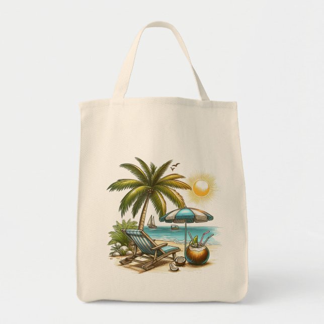 Bolso De Tela La Playa (Frente)