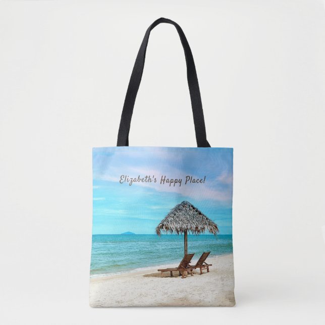 Bolso De Tela La playa de arena de Ocean personalizada (Anverso)