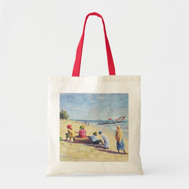 Bolso De Tela La playa en Abene Senegal 1997 (Frente)