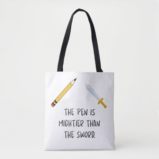 Bolso De Tela La pluma es más poderosa que la espada (Anverso)