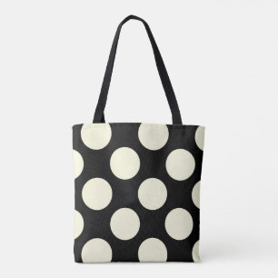 Bolso De Tela La polka crema grande gira en círculos sobre negro