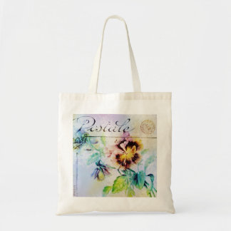 Bolso De Tela La postal de la flor del pensamiento de la cabaña