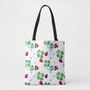 Bolso De Tela La primavera de la mariquita florece la acuarela