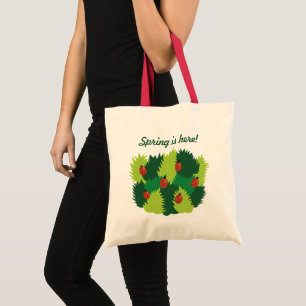 Bolso De Tela La primavera está aquí - las mariquitas de las