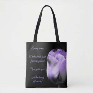 Bolso De Tela La primavera llega al tulipán púrpura