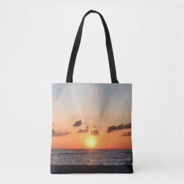 Bolso De Tela La puesta de sol romántica en el mar