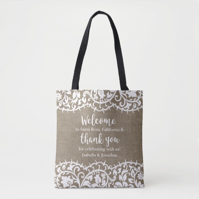 Bolso De Tela La recepción rústica de la boda y le agradece (Anverso)