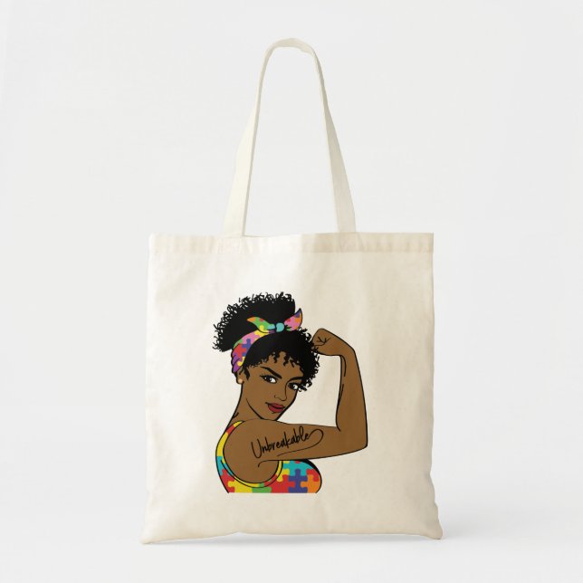 Bolso De Tela La reina negra afroamericana Melanin Autismo (Frente)