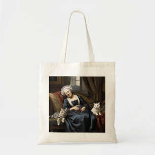 BOLSO DE TELA " LA REPOSICIÓN DE LA DAMA DEL GATO "