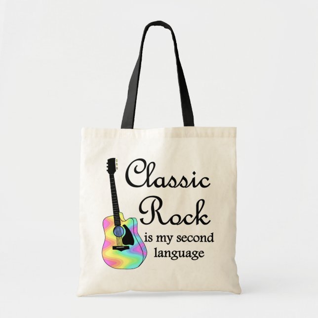 Bolso De Tela La roca clásica es mi segunda lengua (Frente)